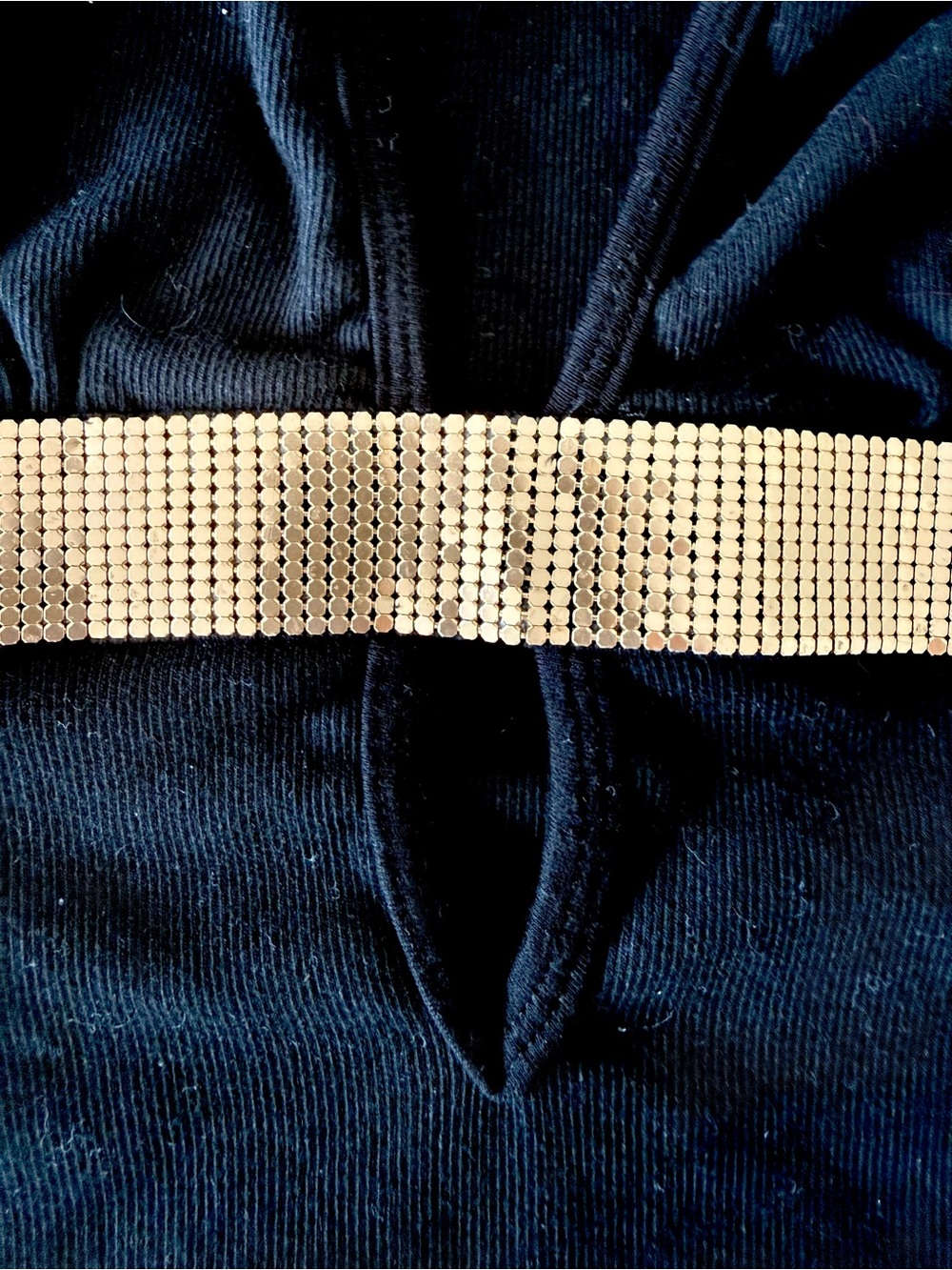 Sky Black V-Neck Tank with Gold Embellished Band - Picture 2 of 4
